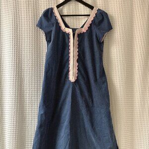 Vintage Andrade Hawaii-made kaftan caftan cotton blend blue polka dot women's S